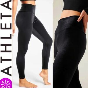 NWOT ATHLETA Elation Black Velvet TightS leggings high waist soft winter